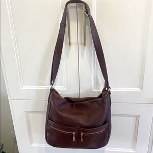 ATELIER NOIR Rudsak Burgundy pebbled Leather Shoulder Bag with adjustable strap